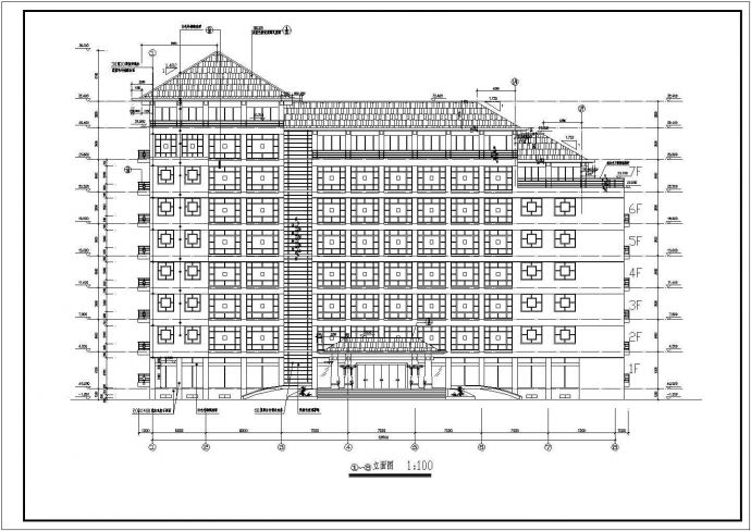 某地区八层框架结构办公楼建筑设计方案图_图1