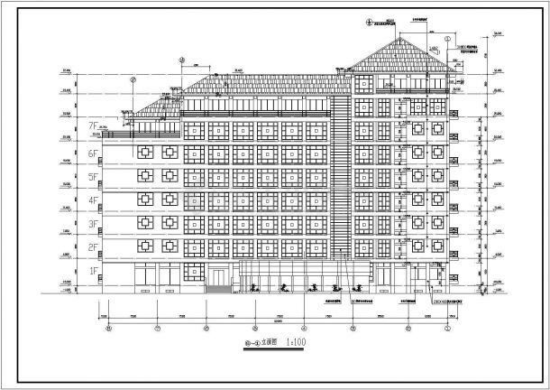 某地区八层框架结构办公楼建筑设计方案图-图二