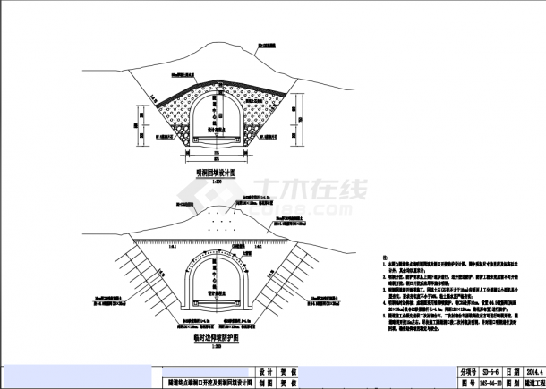 【四川】校园新奥法圆拱直墙式隧道设计图纸-图二
