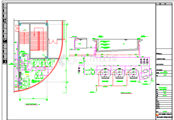 烟台某室内游泳池设计cad图纸-图一