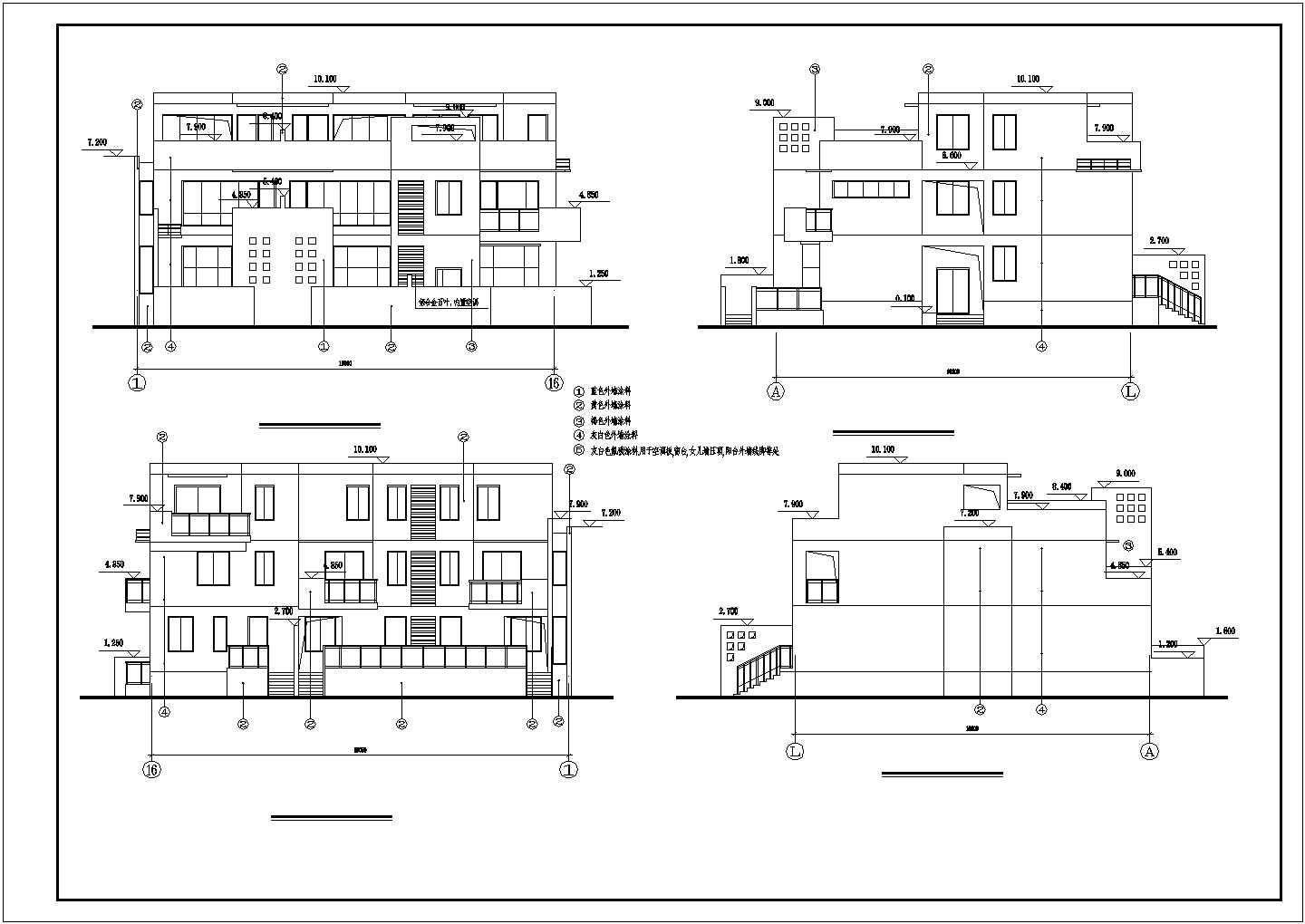 二层带阁楼框架结构联排别墅建筑施工图