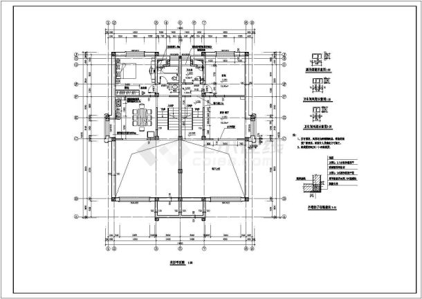 居住小区三层框架结构住宅楼建筑施工图-图一