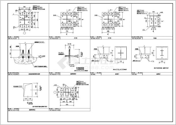 钢结构设计标准节点CAD平面布置参考图-图二