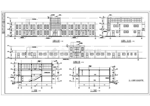 某地3层框架结构大学学生餐厅建筑设计扩初图-图二