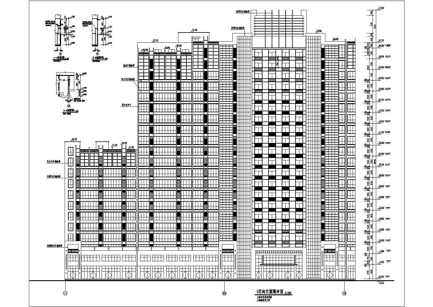 某地21层框架核心筒商住楼建筑设计施工图