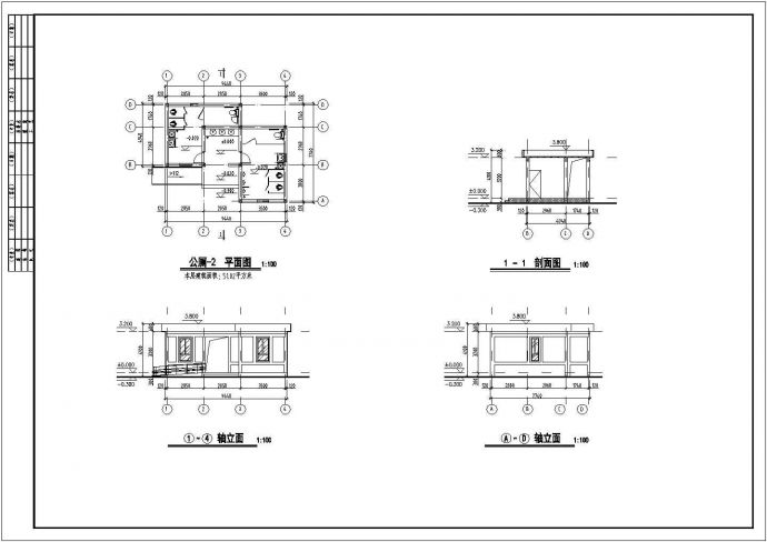 某砖混结构公共厕所建筑方案图纸（高度3.8米）_图1
