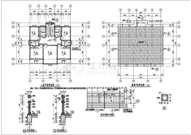 农村三层独栋式小别墅建筑设计施工图-图二