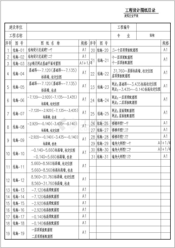 11层剪力墙结构住宅楼结构设计施工图-图一