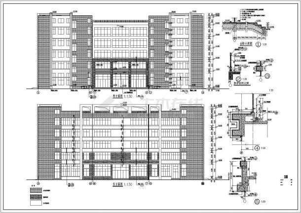 某学校五层框架结构实训综合楼建筑设计施工图-图一
