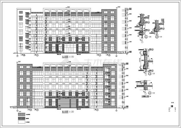 某学校五层框架结构实训综合楼建筑设计施工图-图二