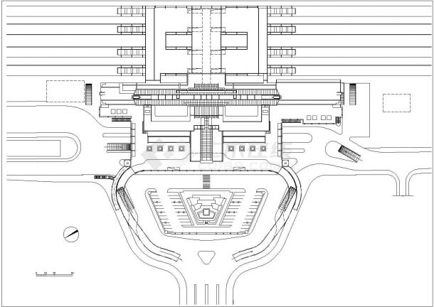 某城市现代风格某火车站CAD规划参考平面图-图一