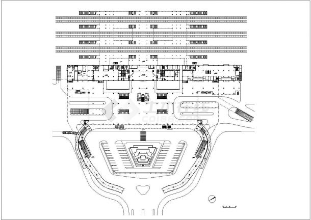 某城市现代风格某火车站CAD规划参考平面图-图二