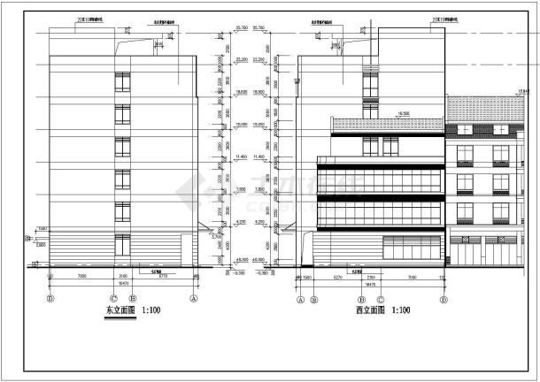 某地六层框架结构宾馆建筑设计施工图-图二