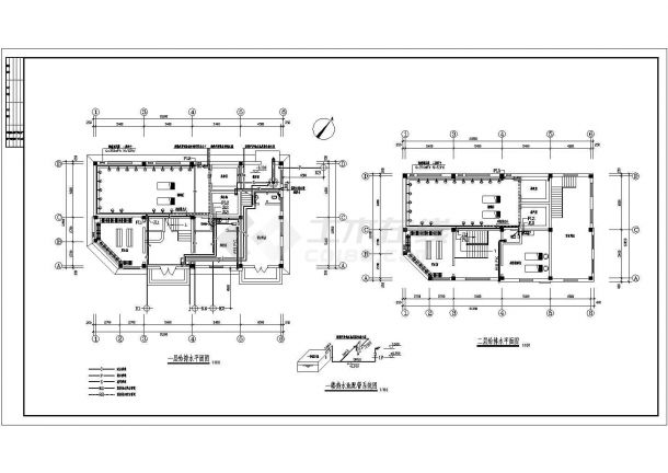 二层大众浴池热水、排水系统、采暖系统设计图-图二