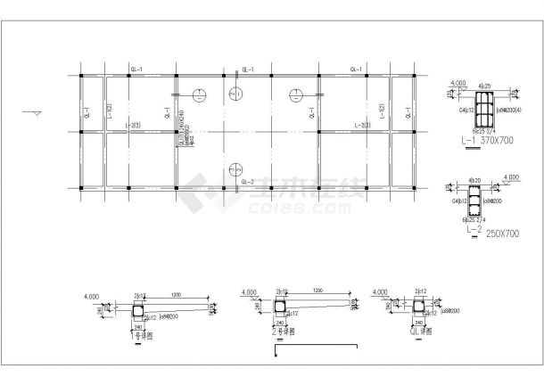 某二层仿古单边合院部分结构设计图-图二