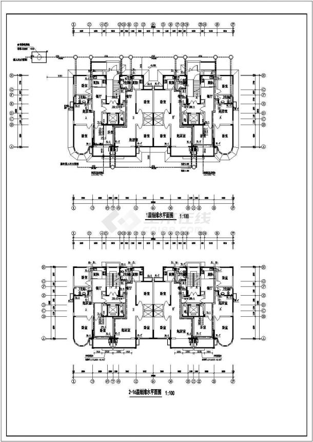 山东省某十八层住宅楼给排水施工图设计-图二