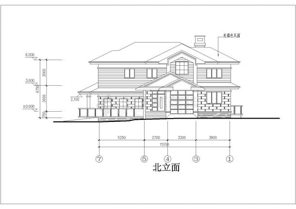 某2层框架独栋别墅建筑设计方案图-图二