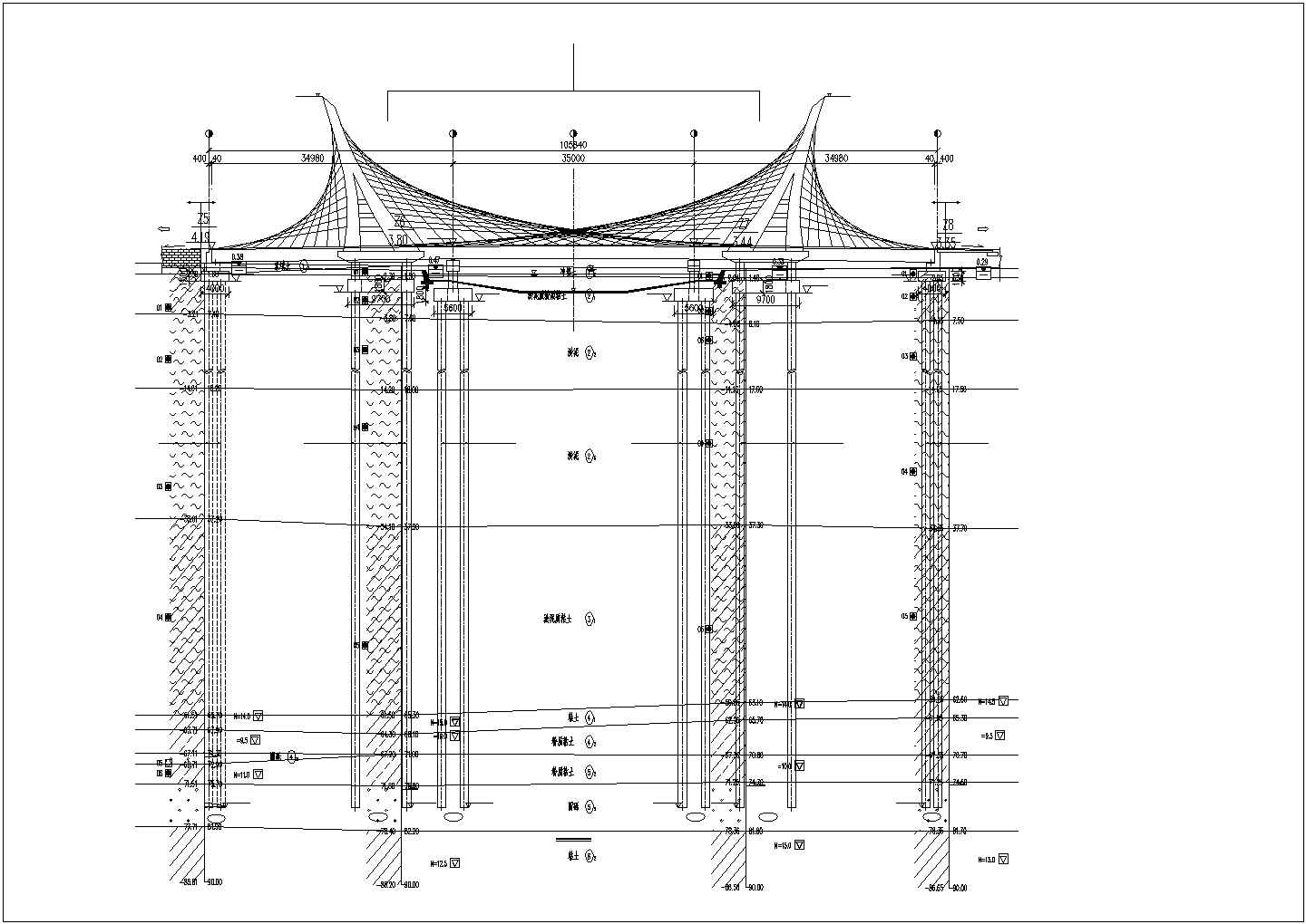 斜拉桥上部结构CAD施工图