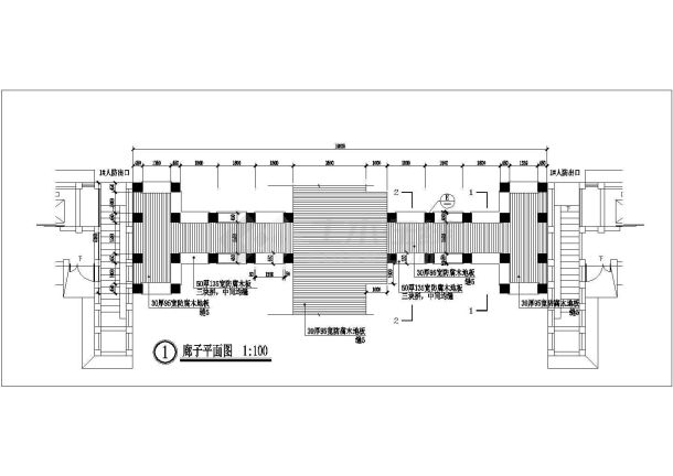 某广场游廊建筑扩初图，共3张图-图一