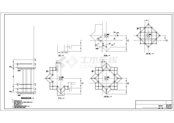 八角形轻型钢结构茶亭结构设计施工图-图二