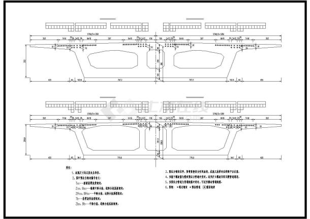 三跨双塔单索面预应力混凝土部分斜拉桥施工图151张（大悬臂变截面）-图一