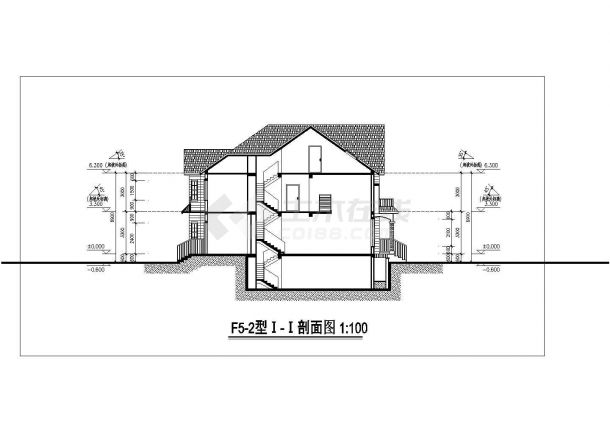 某F5-2型别墅建筑结构施工图-图一