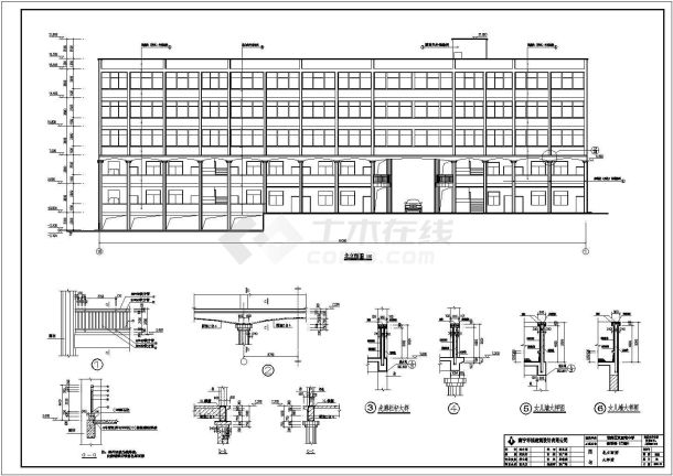 某中学五层框架结构教学楼建筑、结构施工图-图二