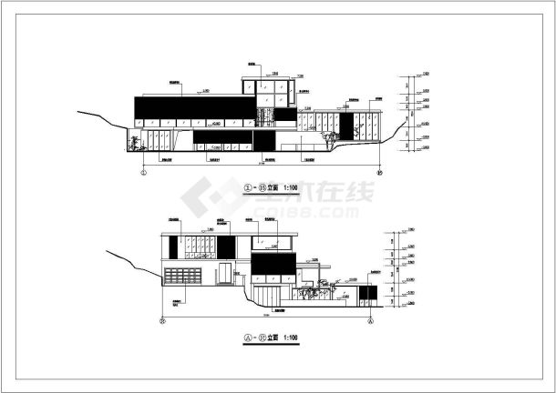 某地二层现代山地别墅建筑方案设计图-图一