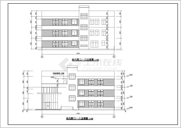 贵州某三层楼幼儿园建筑设计施工图-图二