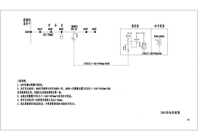 某高压配电室电气全套施工参考CAD详图_图1