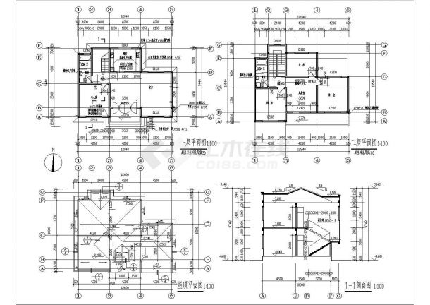 某地区两层砖混结构别墅建筑结构施工图-图二