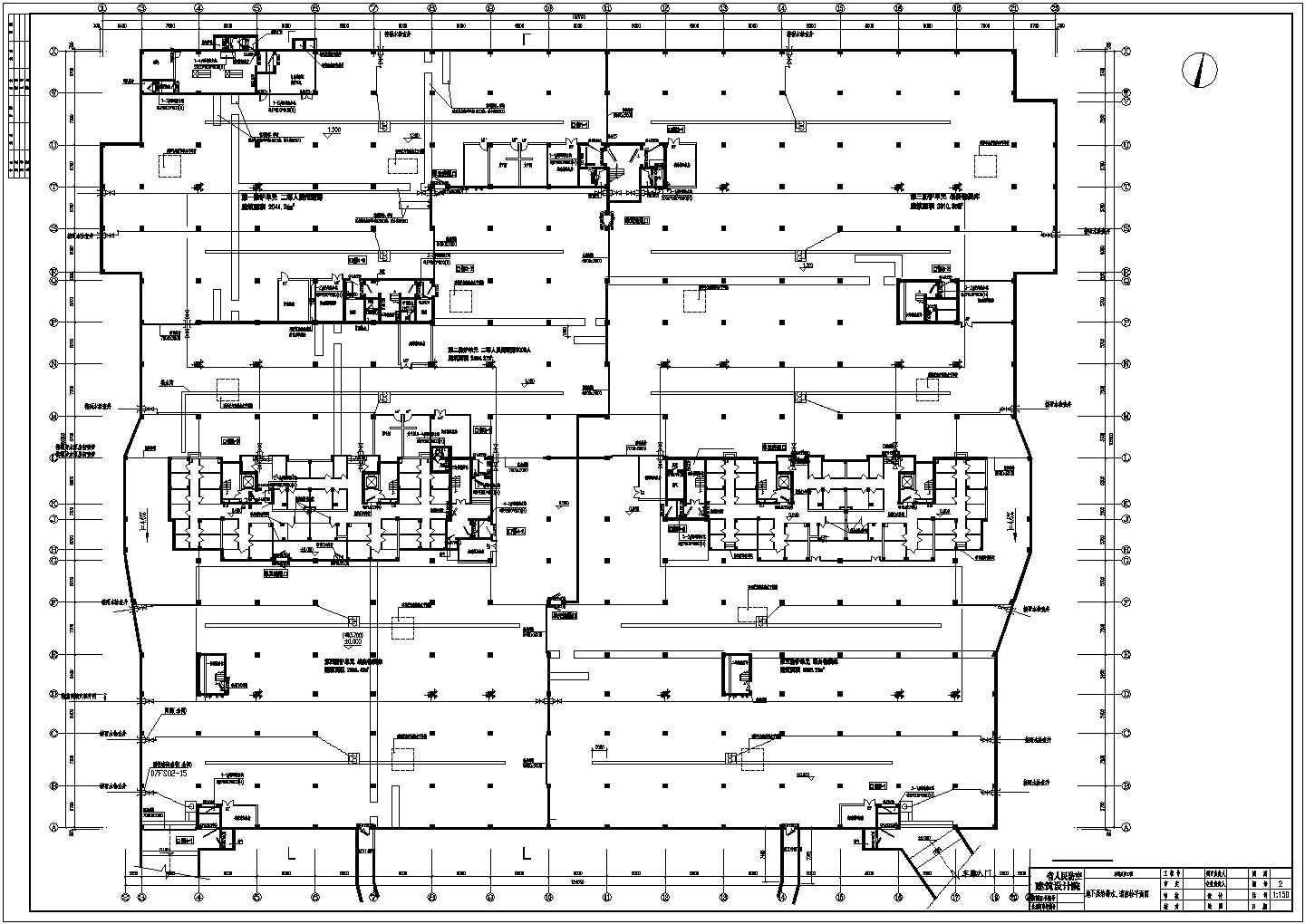 某小区人防地下车库给排水及消防施工图