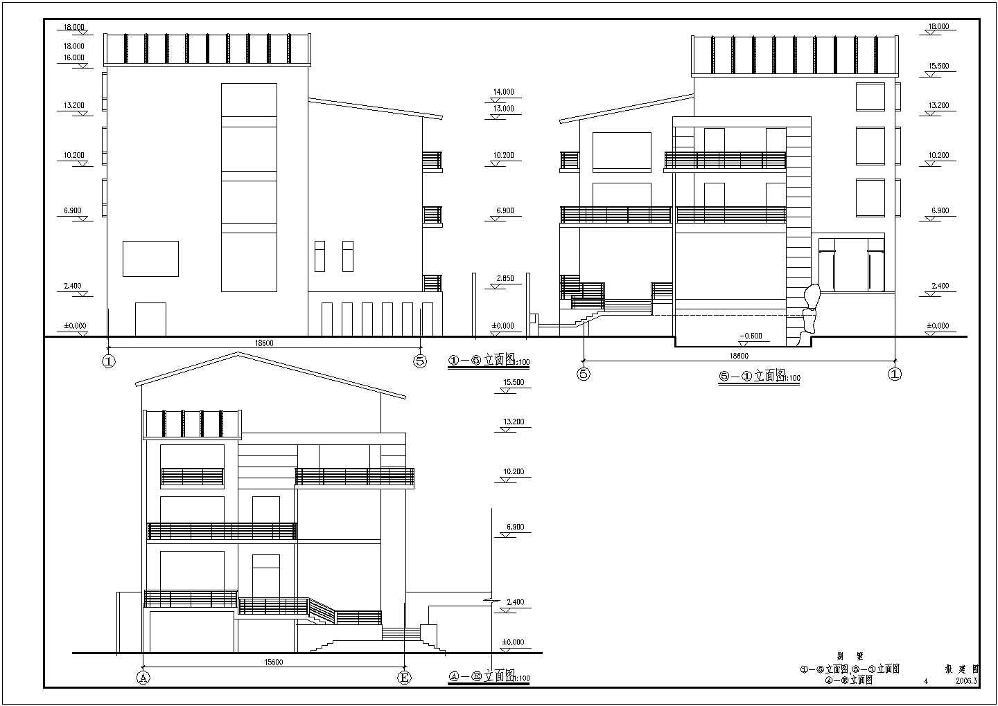 广东4层砖混结构豪华别墅建筑施工图纸