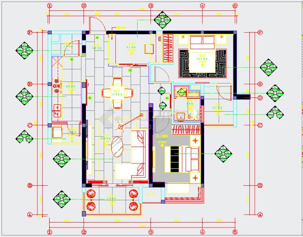 【长沙】北辰三角洲E5区项目D户型样板房装修施工图-图一