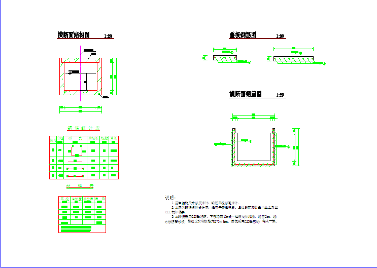 不同长宽的箱涵（暗渠）结构与钢筋图
