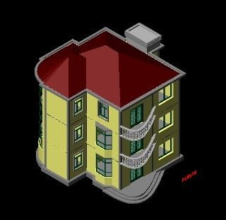 CAD小别墅立体图-图一