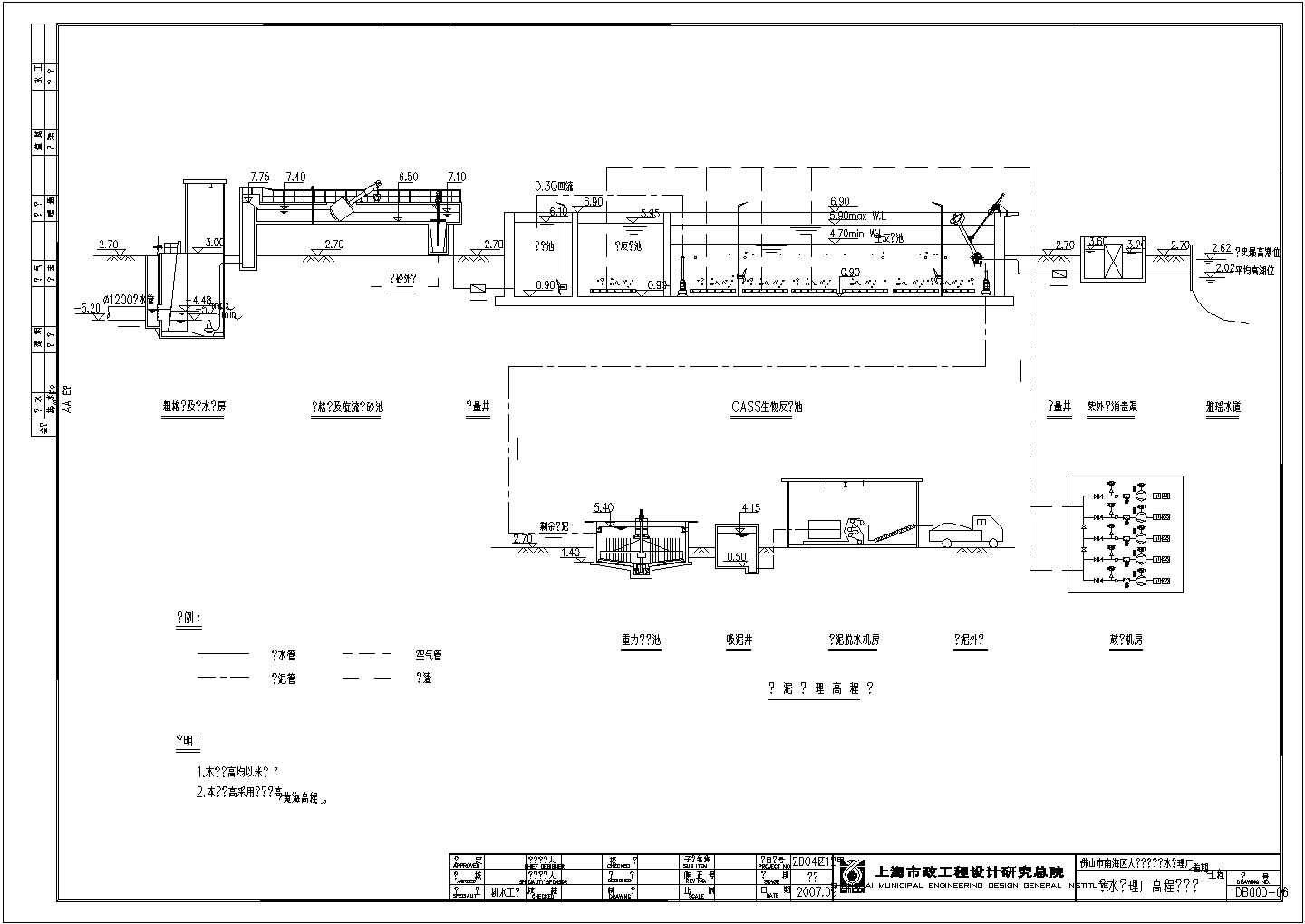 某工程市政污水处理厂高程设计图纸