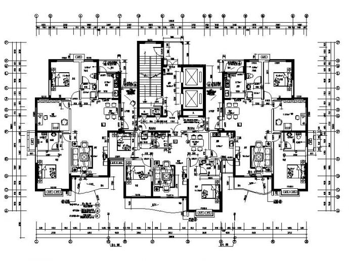 高层住宅一梯三户型平面图（带入户花园）_图1