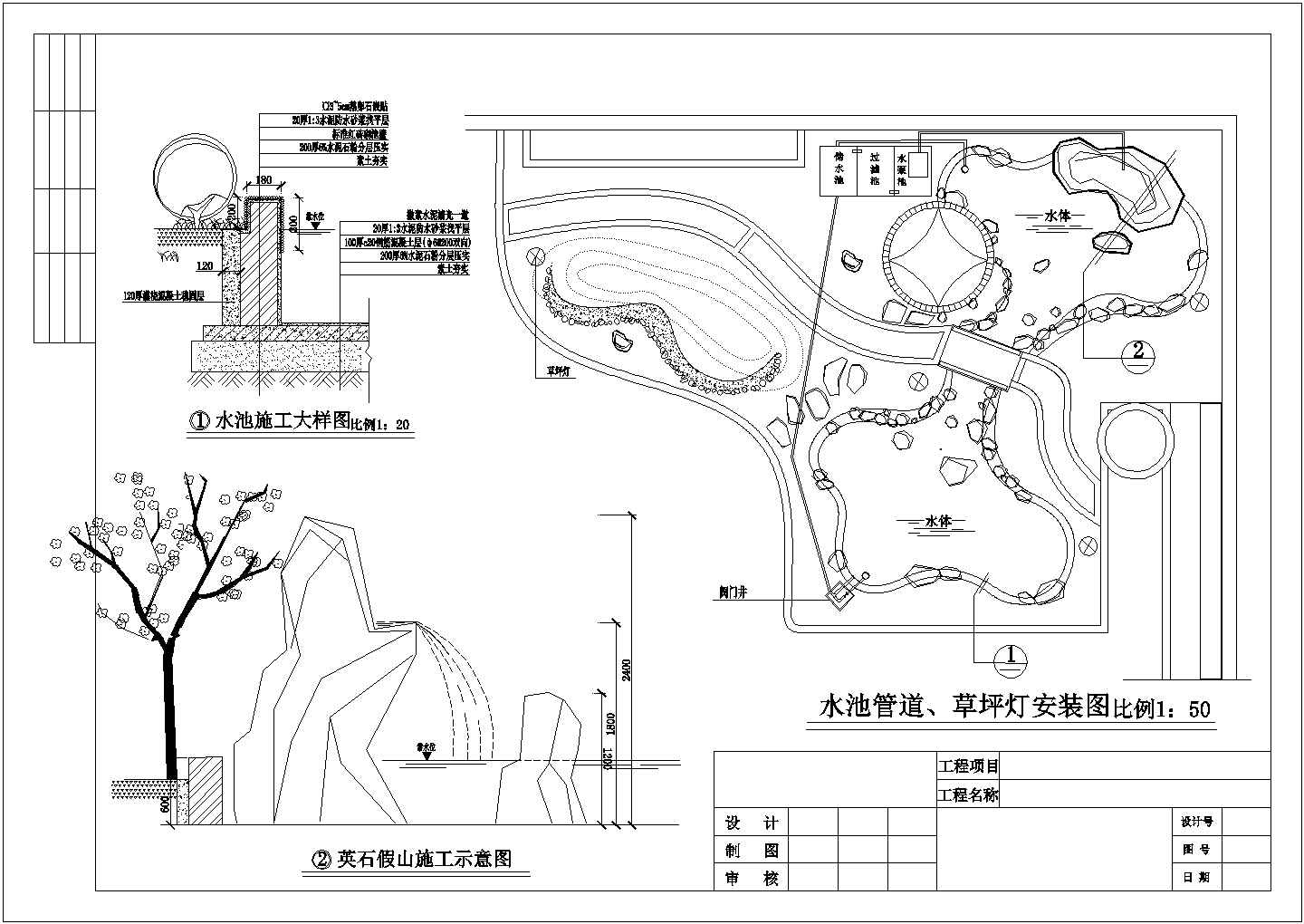 某振兴围别墅小花园景观设计cad基础平面图