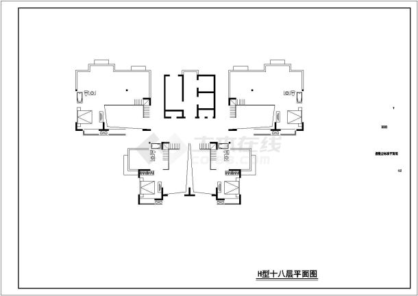 某一梯四对称户型平面图（126/89）-图一