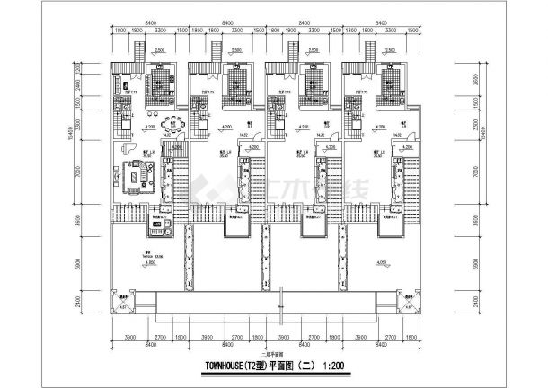 [北京]某三层联排别墅户型平面图（270平方米）-图二