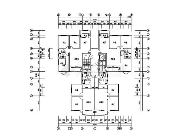 塔式高层一梯四户型图(159/100)-图二