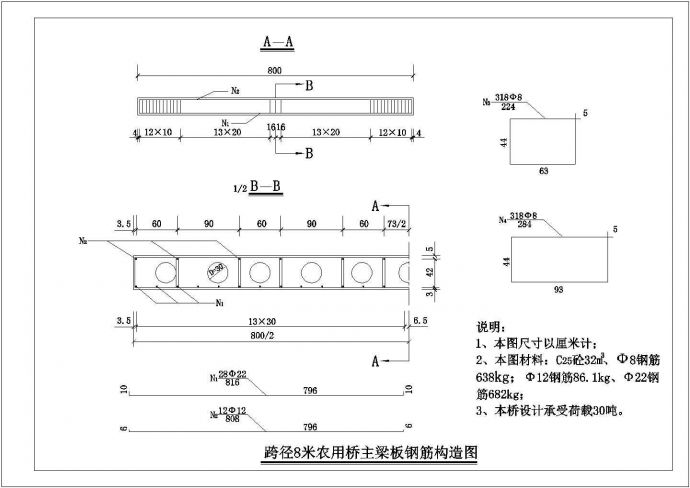 农用1-8m空心板小桥全套施工图（5张图纸）_图1