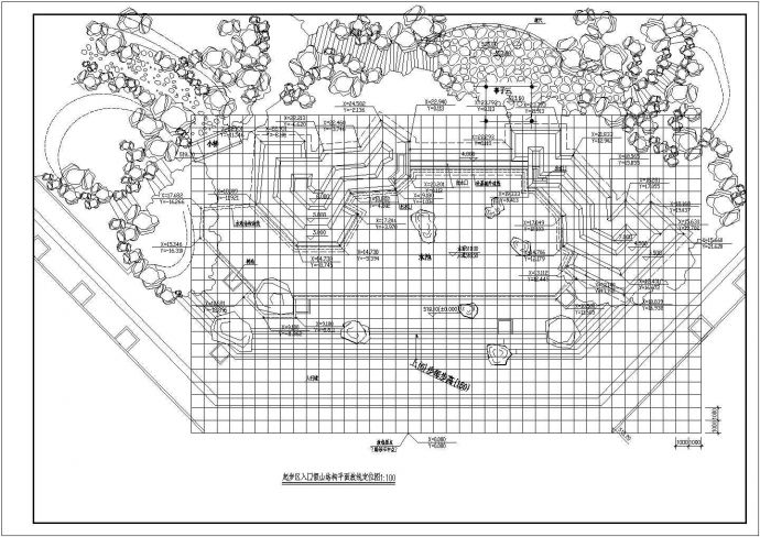 某工业园入口广场廊亭CAD规划详图_图1