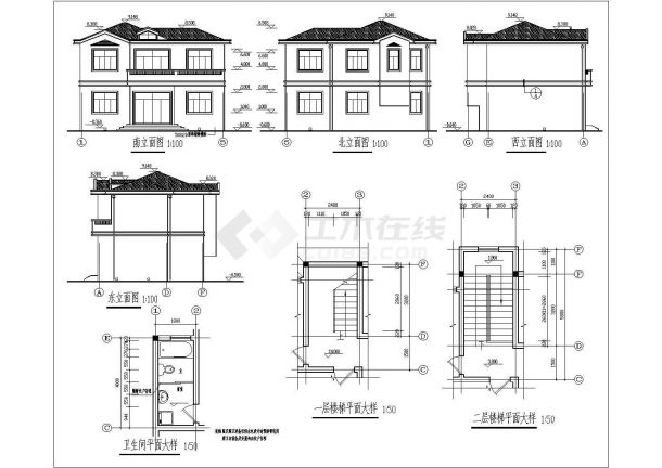 多层别墅建筑、结构施工图（5套）-图二