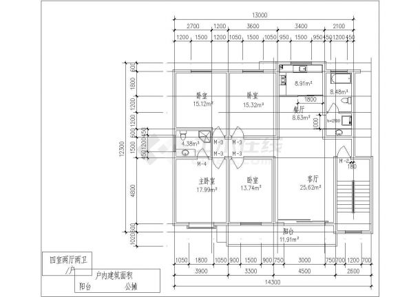 【北京】四层坡屋顶砖混结构别墅建筑施工图及别墅户型设计方案-图二