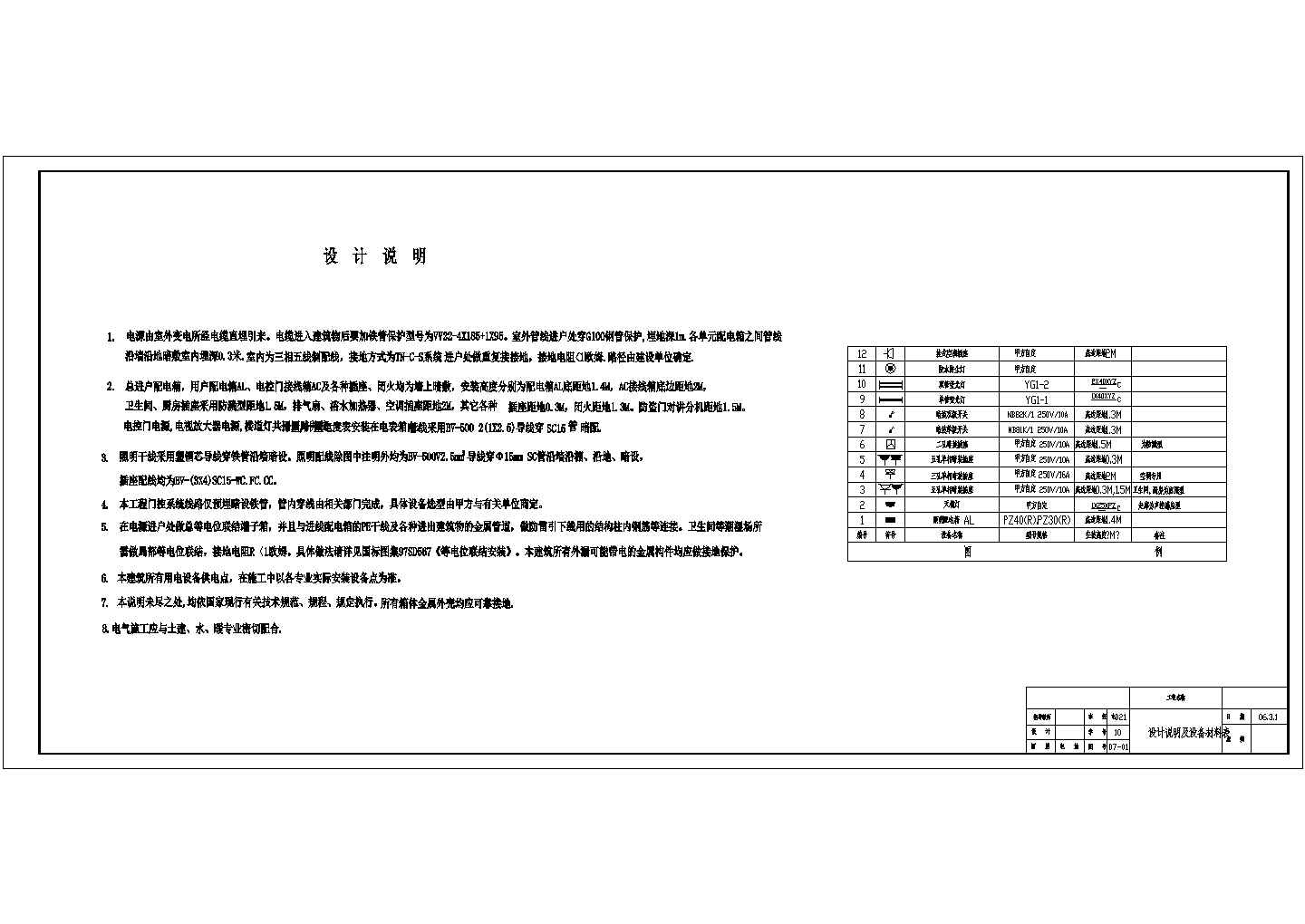 某六层住宅楼照明平面图（共7张图纸）