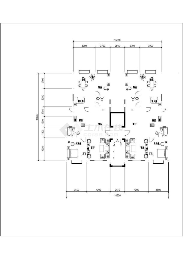 [方案]25个板楼及转角组合户型平面图-图一