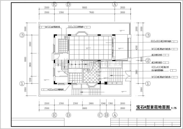 某地三层宝石E型别墅建筑设计施工图-图二