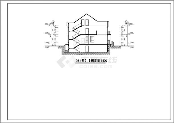 某D3型别墅建筑结构图，共12张-图二